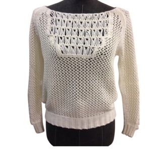 Maje ivory cotton knit sweater